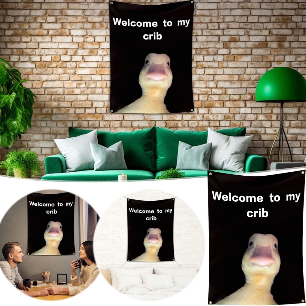 JikoIiving Welcome to My Crib Banner Flag 3x4.9 FT Print Waterproof Flag